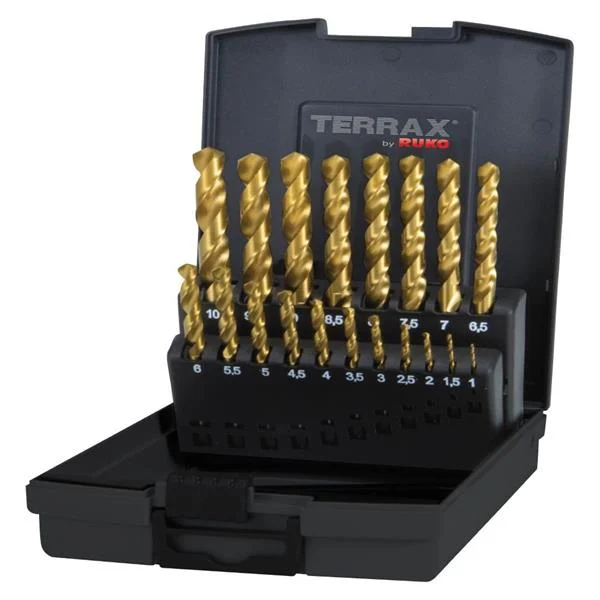 RukoTerrax by Ruko A250214TRO Twist Drill Bit Set DIN 338 Type N HSS-G TiN in Plastic Case