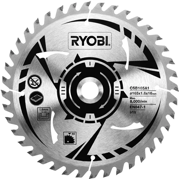 Ryobi 165mm 16B 40T Circular Saw Blade CSB165A1