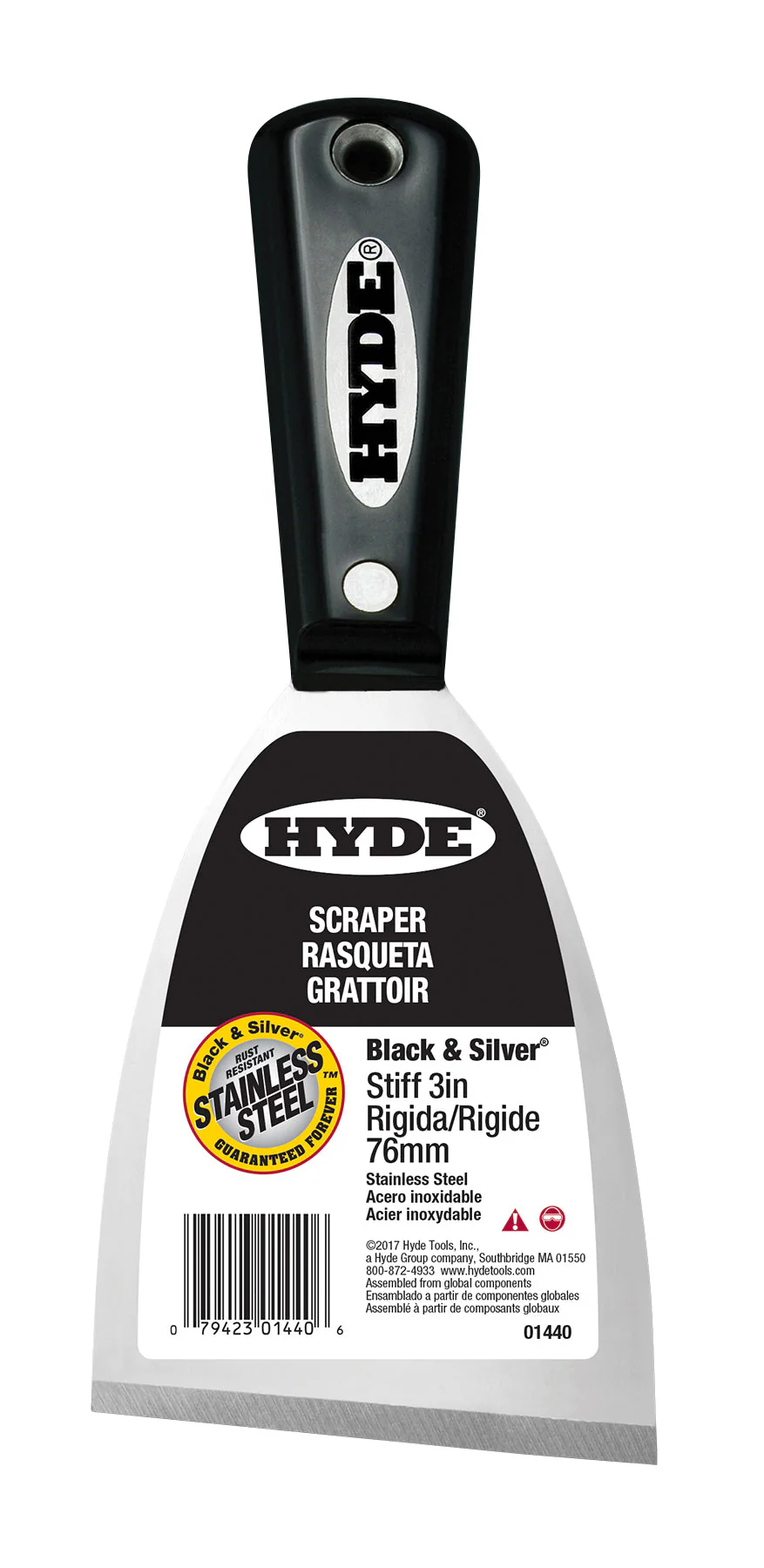 Black & Silver Stainless Steel Stiff Scrapers