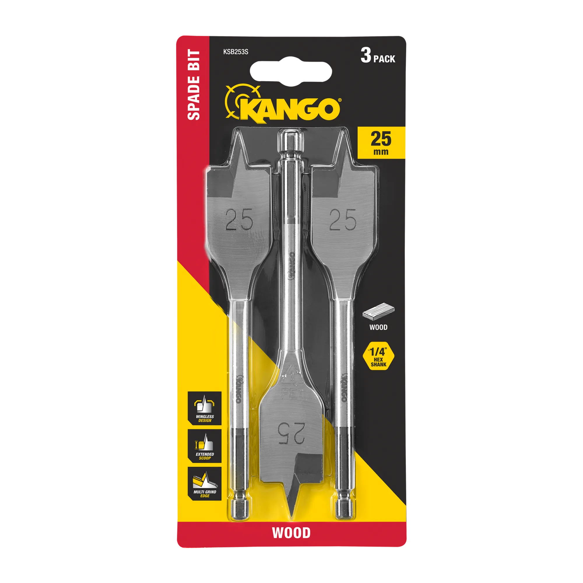 25mm Spade Bit 3 Pack