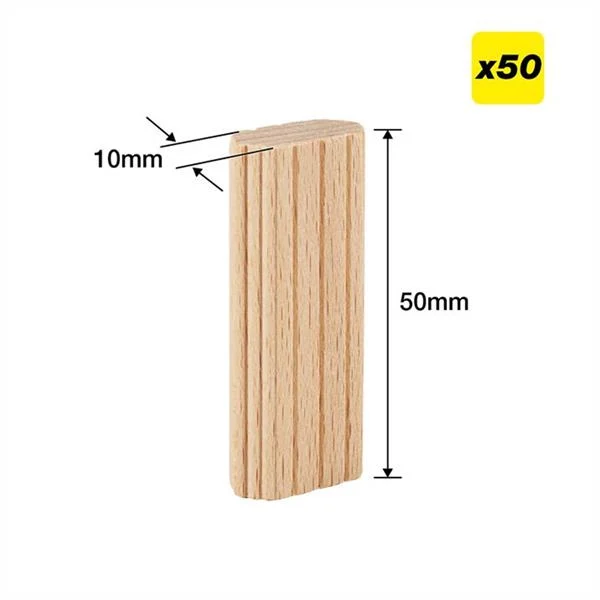 Trend10 x 50mm Beechwood Loose Tenons - 50 pack - TEN/10X50/50