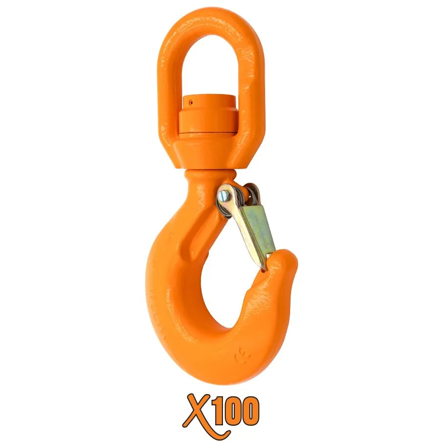 X100 XEHH100SI ALLOY EYE HOIST HOOKS WITH LATCH FIXED OR SWIVEL