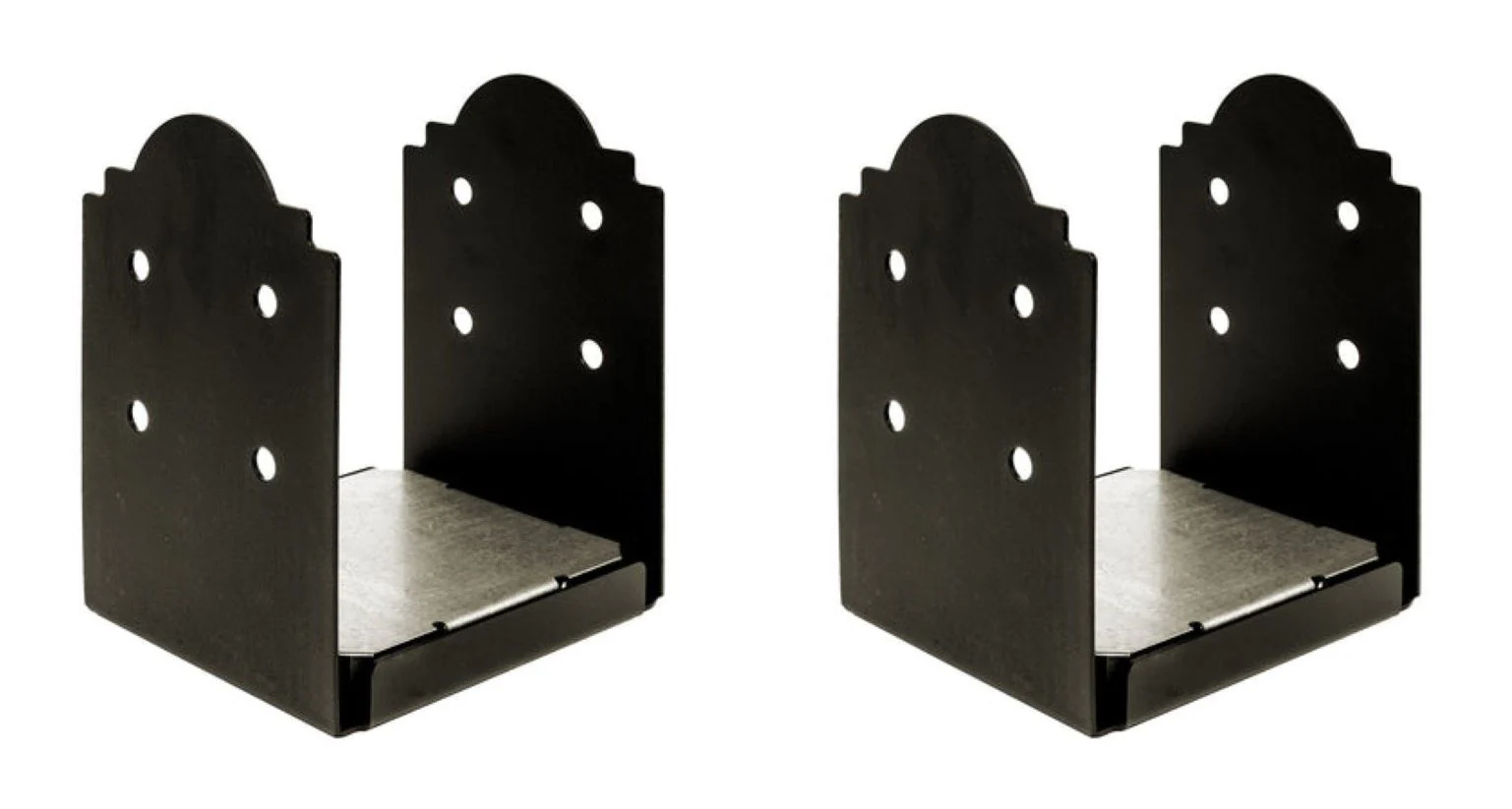 Simpson Strong-Tie APB1010R Outdoor Accents Mission Collection ZMAX, Black Powder-Coated Post Base for 10x10 Rough, 2-Pack