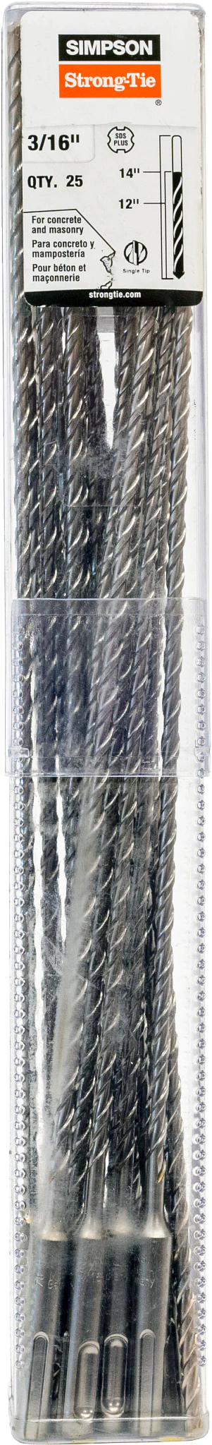 Simpson MDPL01814-R25 3/16 in. x 14 in. SDS-plus Shank Drill Bit (25-Qty)