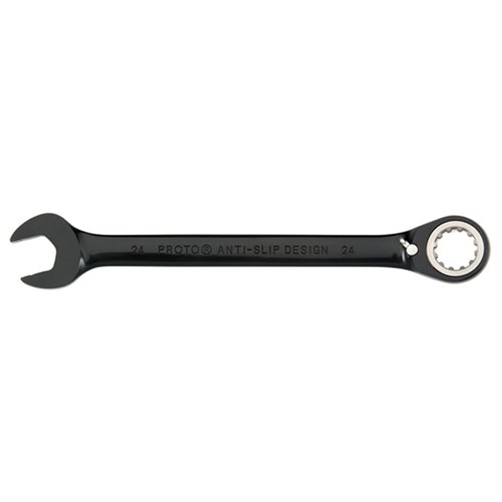 Stanley Proto JSCV28 12 Point 7/8 in. Black Chrome Alloy Steel Reversible Ratcheting Spline Combination Wrench