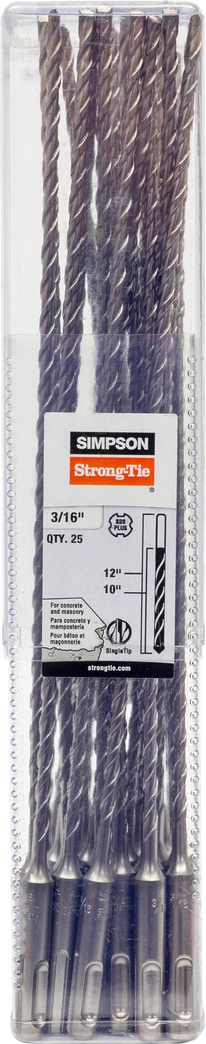 Simpson MDPL01812-R25 3/16 in. x 12 in. SDS-plus Shank Drill Bit (25-Qty)