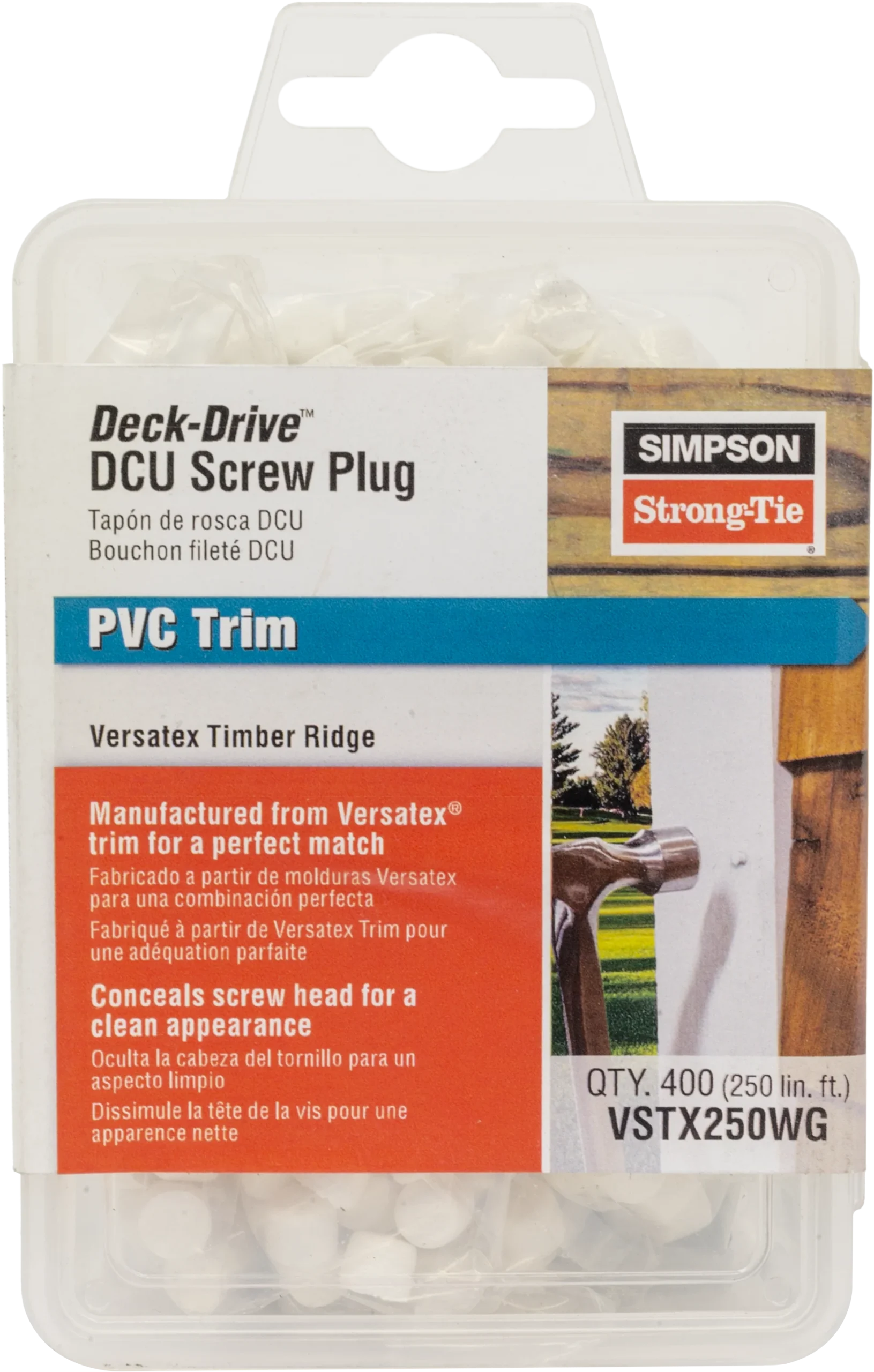 Simpson VSTX250WG Deck-Drive DCU Screw Plug — Versatex Timber Ridge (400-Qty)