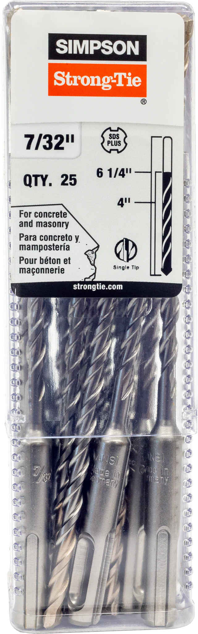 Simpson MDPL02106-R25 7/32 in. x 6-1/4 in. SDS-plus Shank Drill Bit (25-Qty)