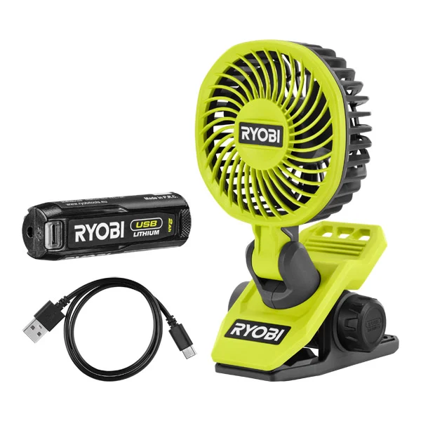 Ryobi USB Lithium Clamp Fan Kit (1x 2.0Ah) 4V RCF4-120G